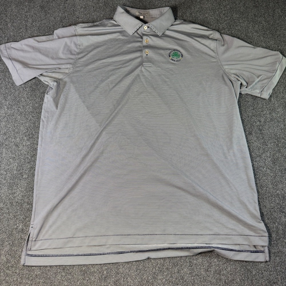 Peter Millar Summer Comfort Polo Shirt XXL Navy White Stripe Erin Hills US Open